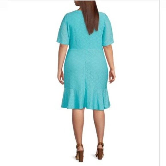 MICHAEL Michael Kors - Paisley Eyelet Knit Flutter Sleeve Turquoise Dress​ - Picture 12 of 12